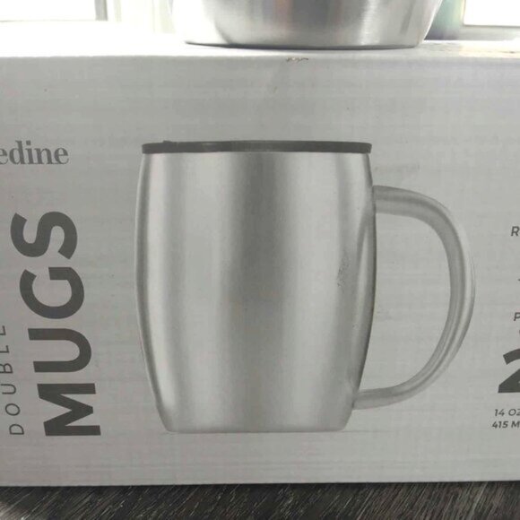 FineDine Insulated Stainless Steel Coffee Mug with Lid and Handle (2 Pk) 14 oz - Picture 2 of 5